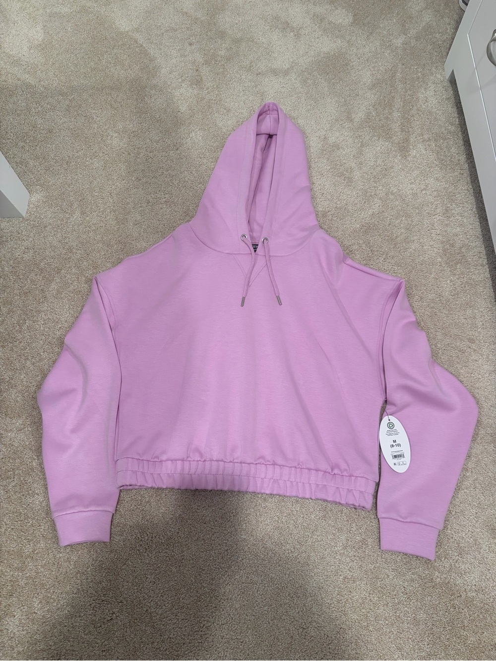 Cropped Lilac Hoodie with Drawstring Hood